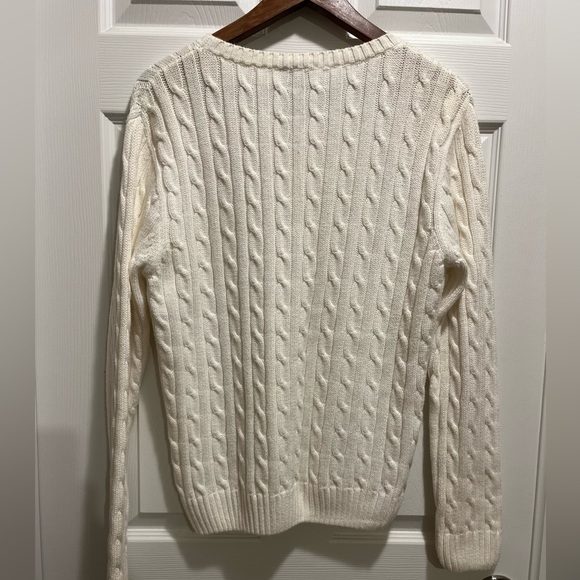 Lilly Pulitzer 100% Cotton Cable Knit Crewneck White Sweater Sz M - Picture 2 of 10